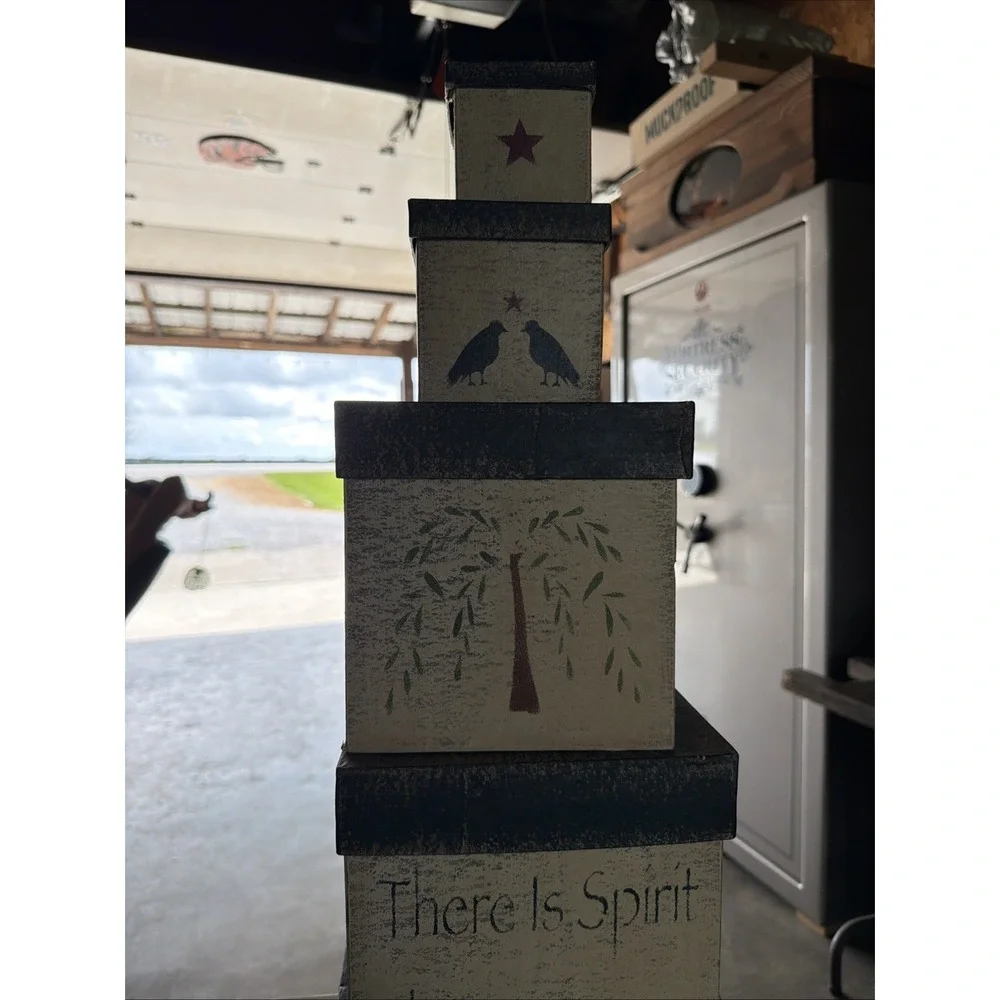 Primitive Decor Set Of 5 Nesting Boxes There Is Spirit Grace In My Country Place